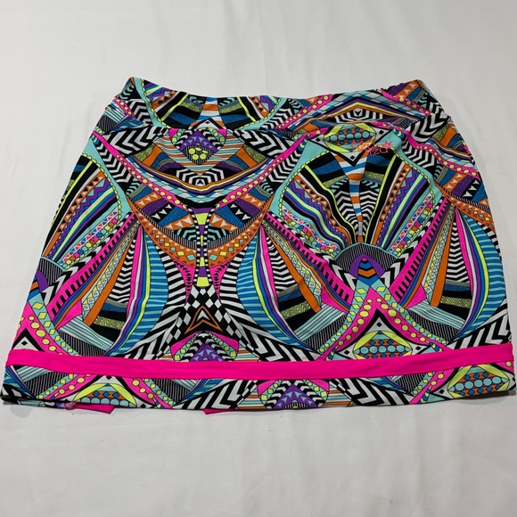 Tzu Tzu Golf Skort Medium Bright Geometric Pink Trim Athletic Tennis Skirt - Picture 3 of 8